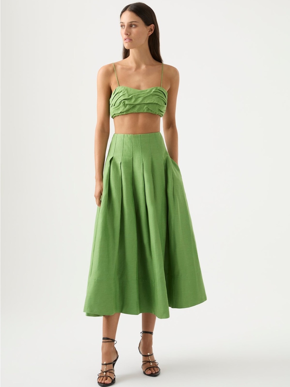 Aje Thea Draped Twist Fern Green Crop Top| Size 4